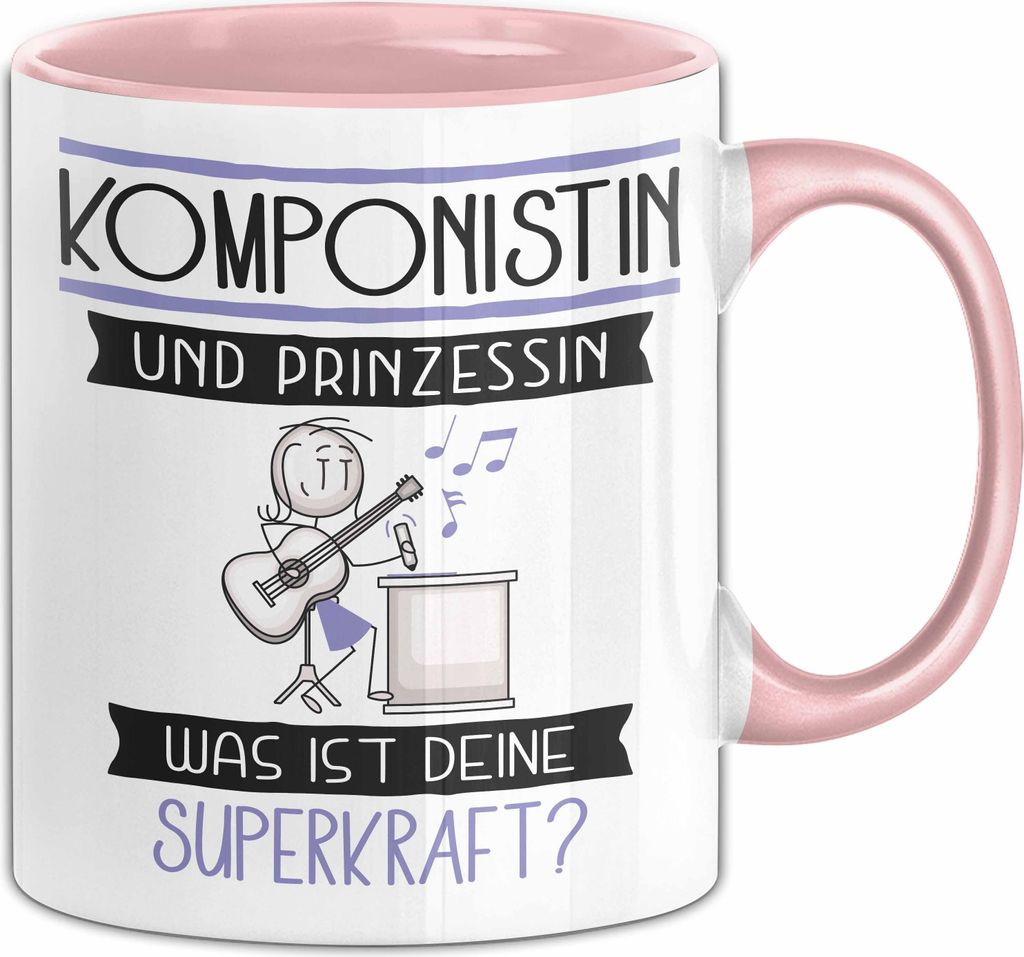Komponistin Und Prinzessin Tasse Geschenk Für Eine Komponistin Geburtstag Was Ist Deine Superkraft (Rosa)