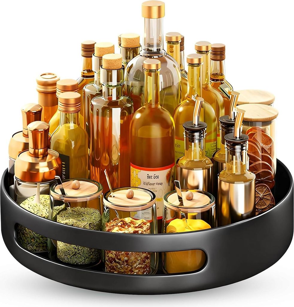 Lazy Susan Gewš¹rzregal 30 cm aus Metall šC 360¡ã drehbares, rutschfestes Organizer-Regal fš¹r Kš¹che, Kš¹hlschrank & Bad šC Platzspare...