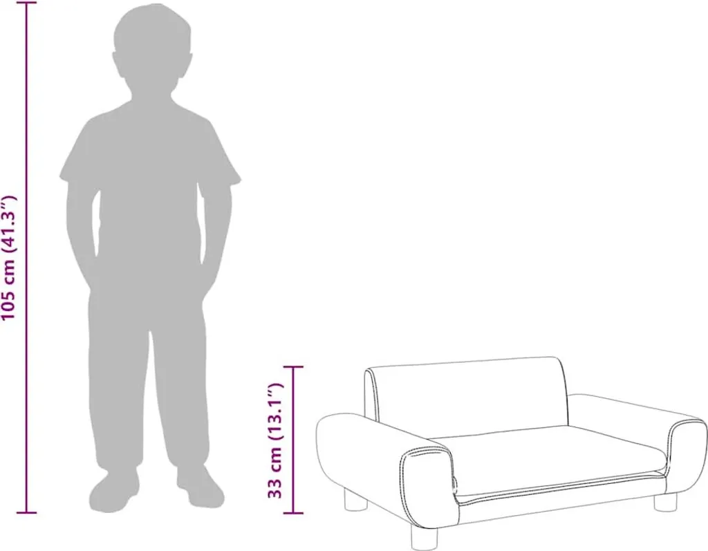 Kindersofa Creme 70x45x33 cm Samt - 8
