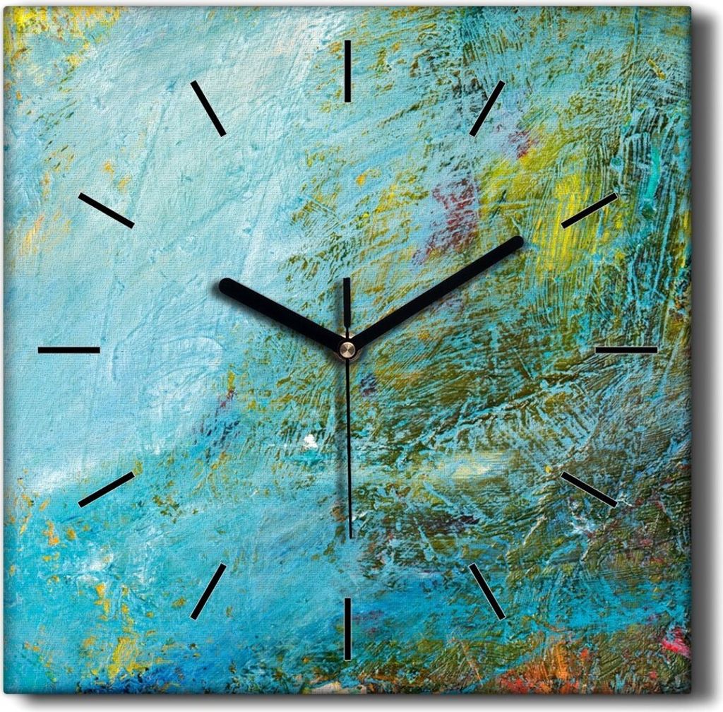 Coloray Hodiny Unikátní 30x30 cm Tiché hodiny Pro obývací pokoj a kuchyň Nástěnné hodiny Plátno Černé ručičky hodin - malování