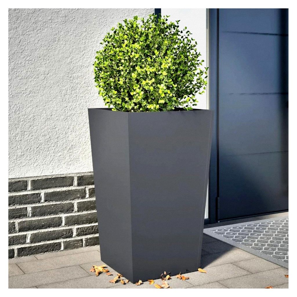 Pflanzkübel 2 Stück Anthrazit 45x45x75 cm Stahl, Hochbeet Pflanzbeet Blumenkasten
