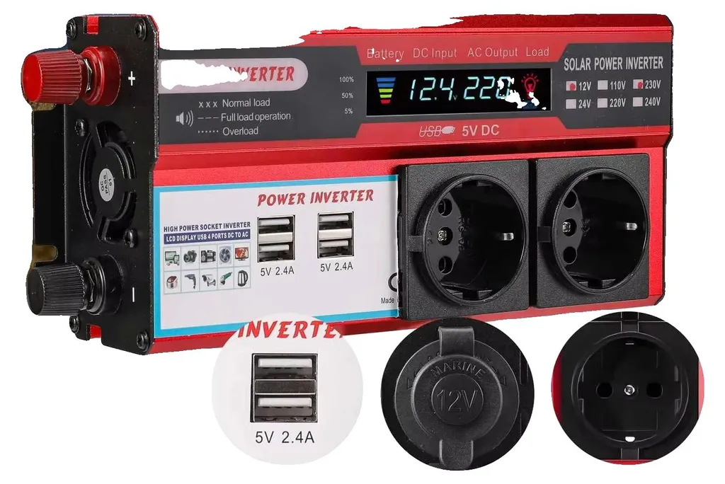 Onduleur Pur Sinus 4000W avec 4 Ports USB et Écran LED Haute Précision