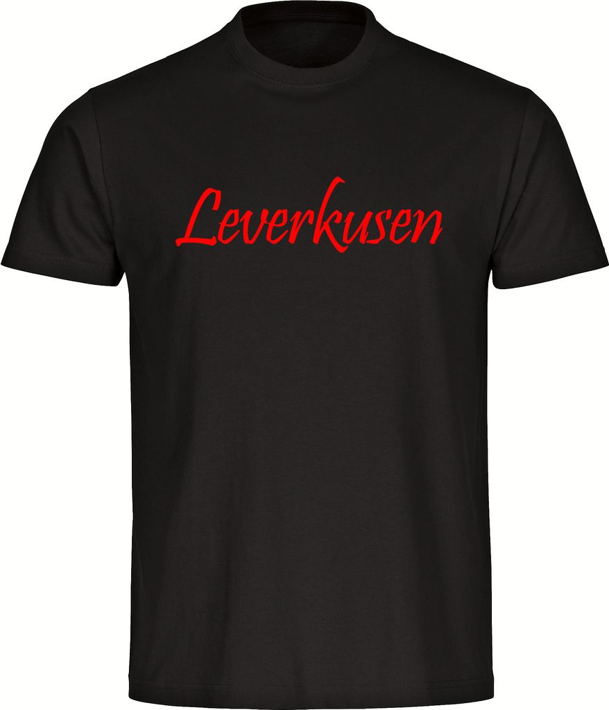 multifanshop Herren T-Shirt - Leverkusen - Schriftzug, schwarz, Größe M