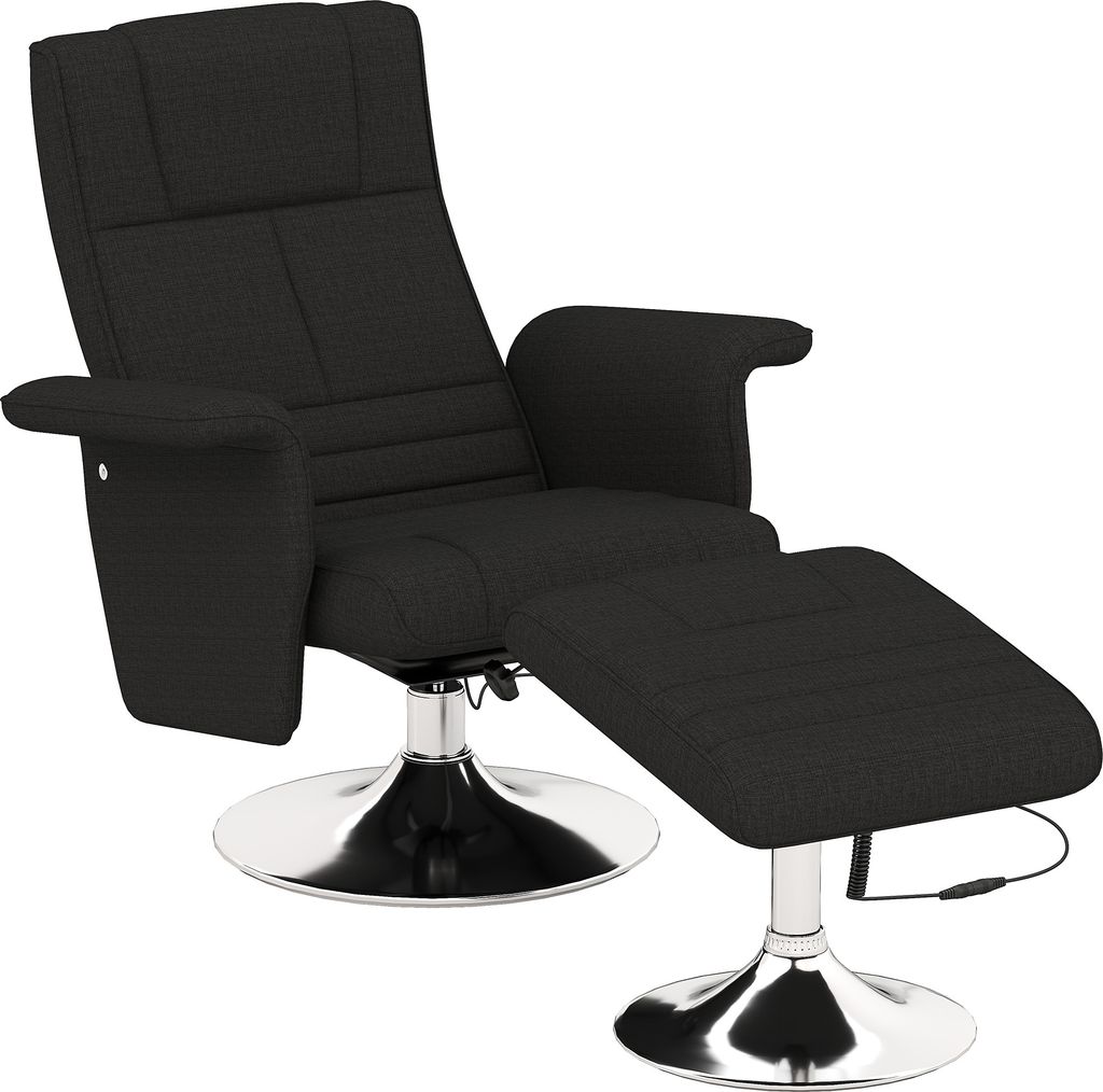 HOMCOM Relaxsessel mit Fußhocker, Massagesessel mit Liegefunktion, Elektrischer Liegesessel mit Fernbedienung, Fernsehsessel mit Leinenoptik, Stah...