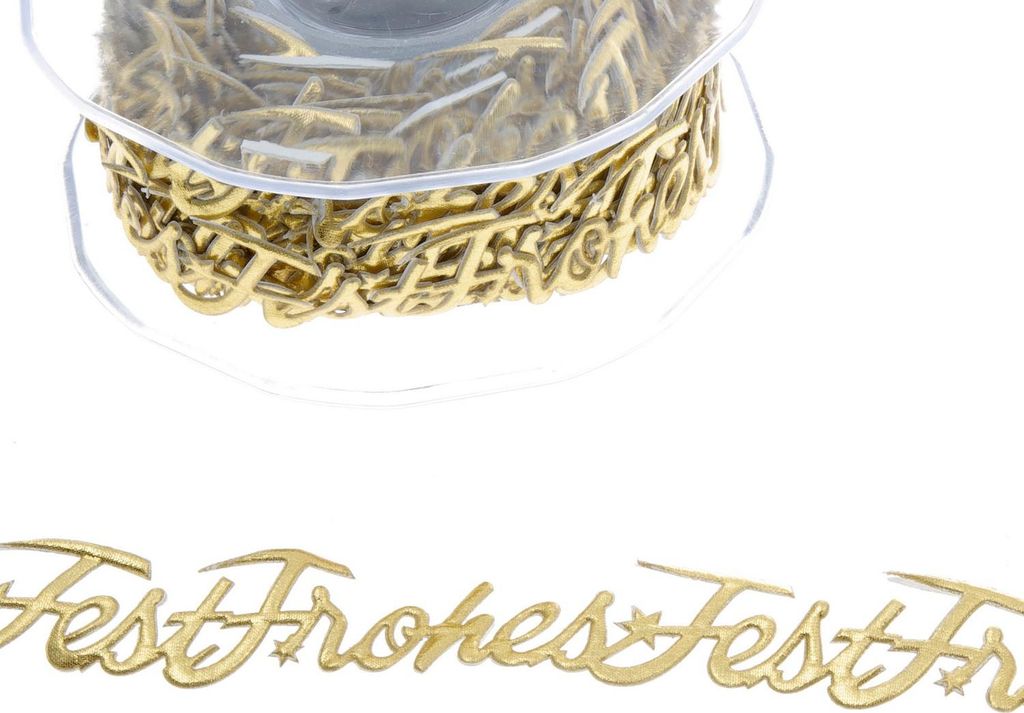 Selbstklebende Bordüre „Frohes Fest“ Gold - 22 mm × 9,1 m
