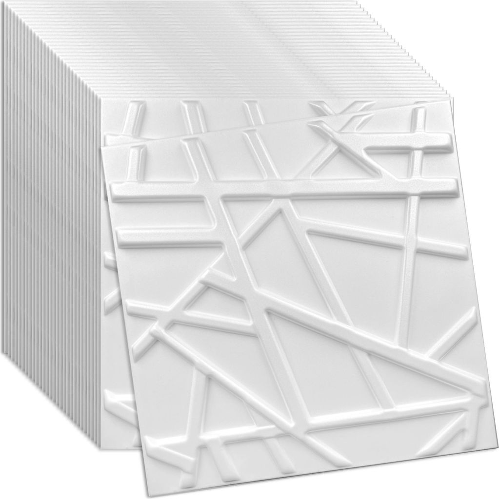 Verdico | 3D Wandpaneele Polystyrol - Weiß - 50x50 Cm - 32 Stück - Deckenpaneele - 8 m2