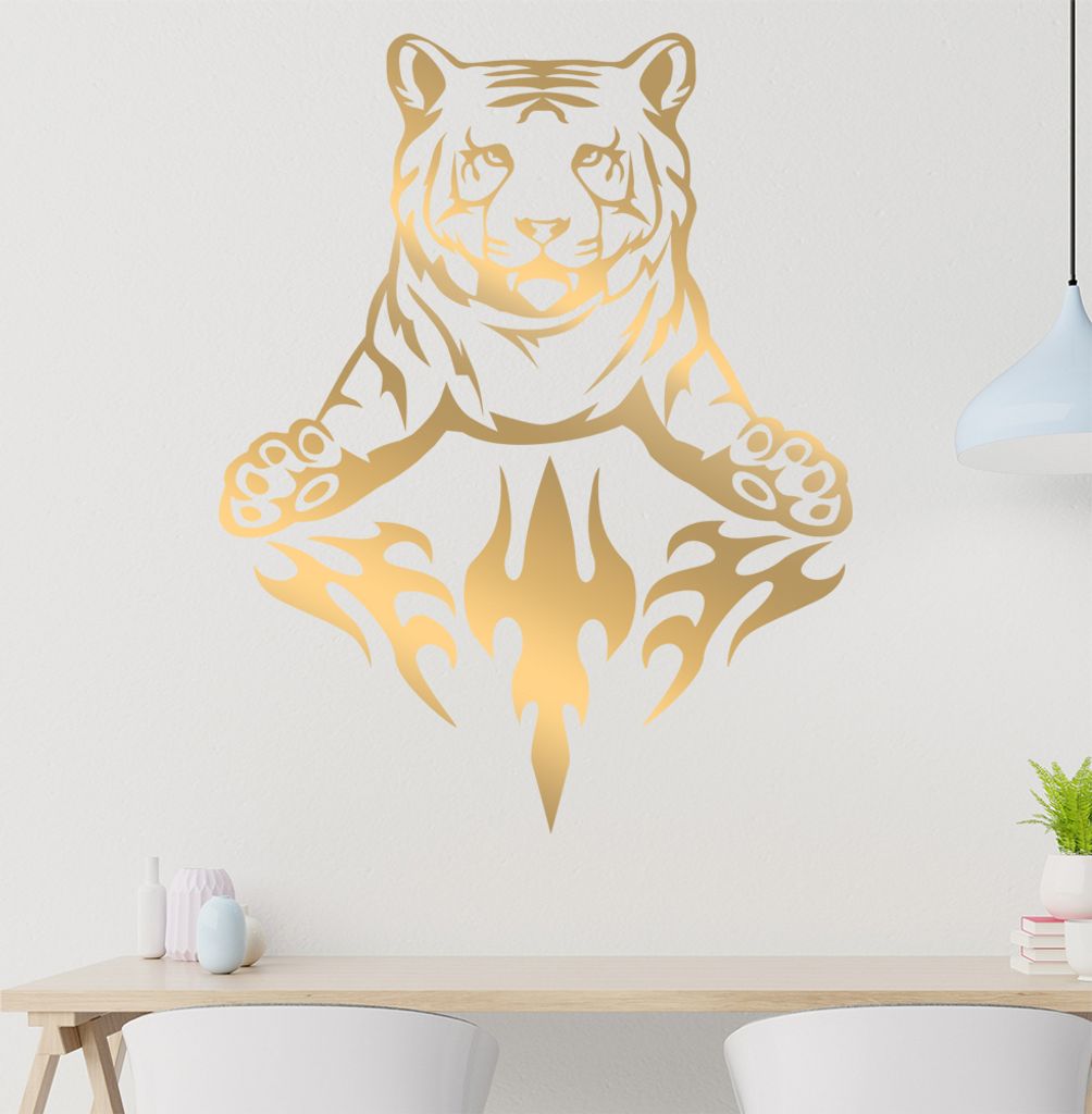 Flammen Tiger Wandtattoo in 6 Größen - Wandaufkleber Wall Sticker - Dekoration, Küche, Wohnzimmer, Schlafzimmer, Badezimmer