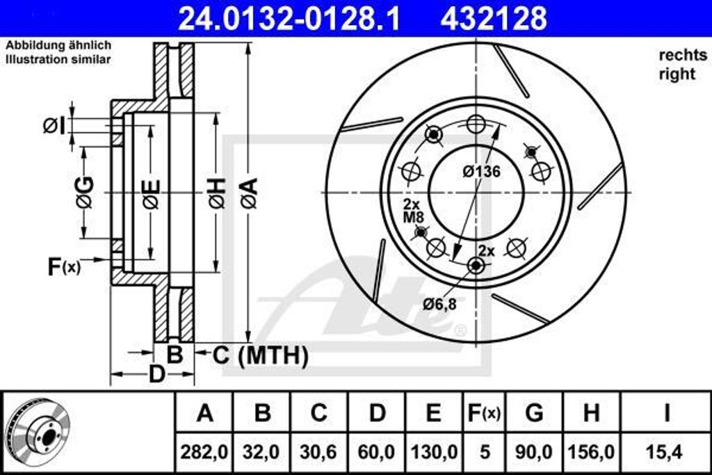 ATE Bremsscheibe 24.0132-0128.1