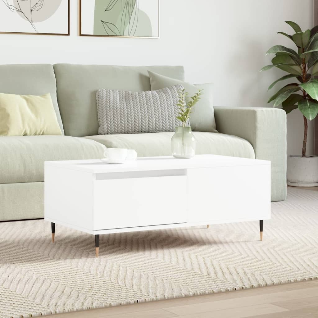 The Living Store Couchtisch Weiß 90x50x36,5 cm Holzwerkstoff