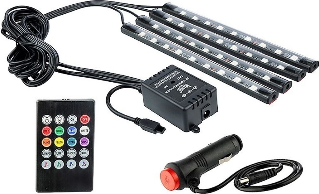Listwy 9 LED 12V do oświetlenia wnętrza samochodu, 4 szt. Zdjęcie produktu 