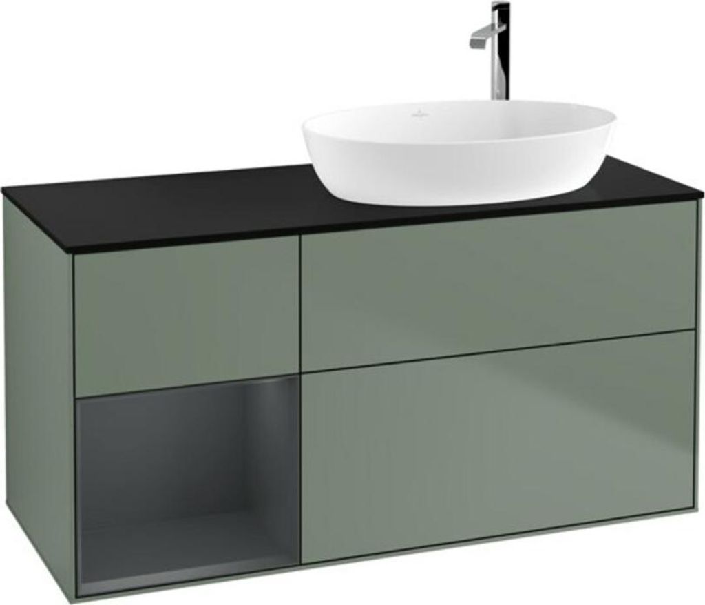 V&B Waschtischunterschrank Wandbeleuchtung Finion 120cm, Pl b m, Reg md m Lac, Oli. m Lac