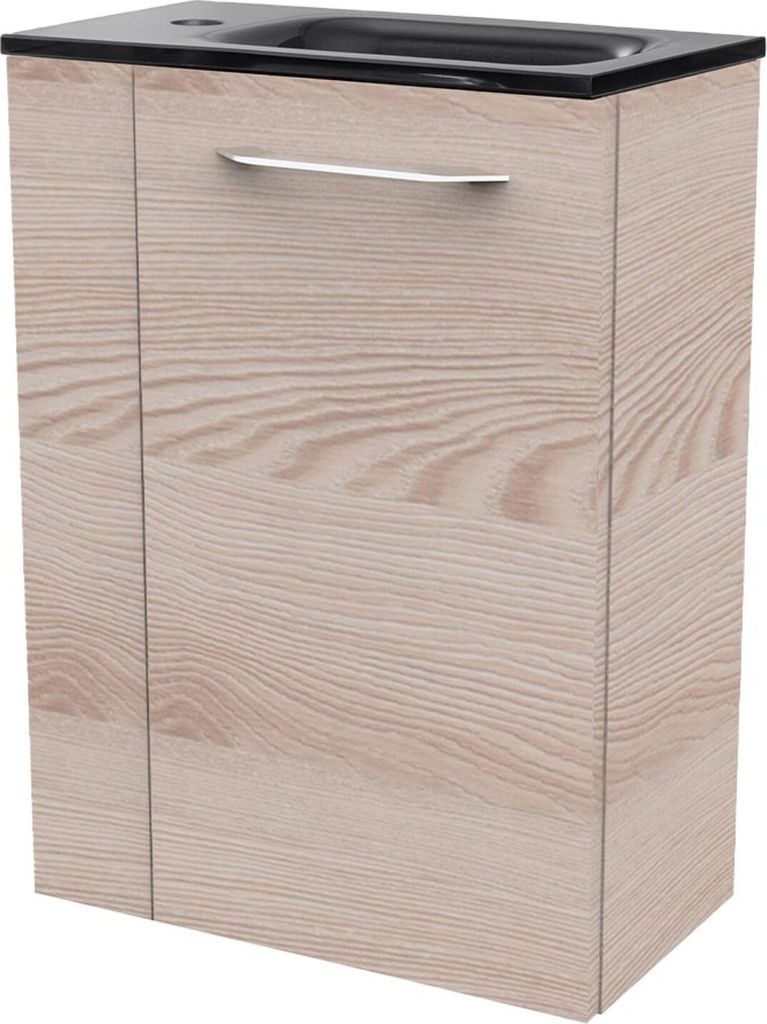 Fackelmann SBC B. CLEVER Gäste WC Set 2-teilig 45 cm, Braun hell, rechts, Glas anthrazit