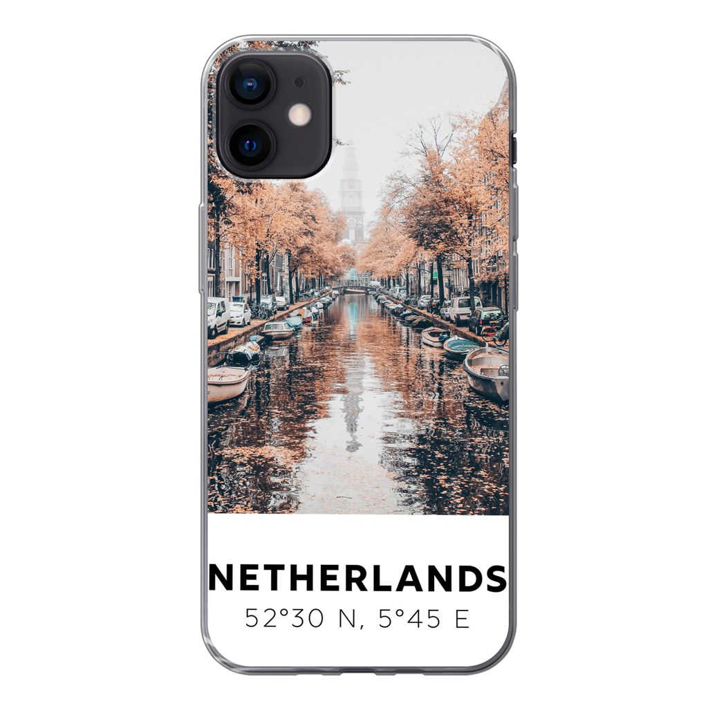 MuchoWow Handyhülle Schutzhülle Hülle für iPhone 12 mini Niederlande - Amsterdam - Gracht - Herbst Silikon Softcase Handy Hülle - Bild
