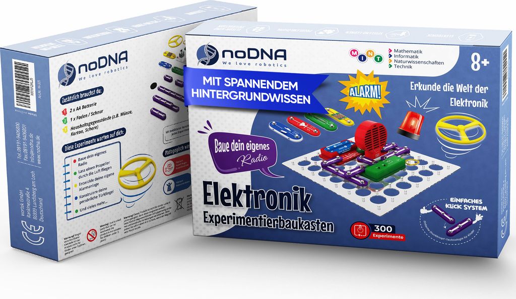 noDNA Elektronik Baukasten – 300 spannende Experimente für Kinder ab 8 Jahren, Elektronik Experimentierkasten inkl. Lernquiz & bebildeter Anleitung – Elektro Spielzeug Geschenk Junge 8 Jahre