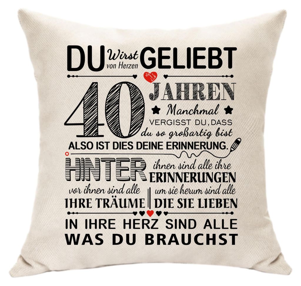Kissenbezug-Dekoration, personalisierte Geburtstagswünsche zum 40. Geburtstag
