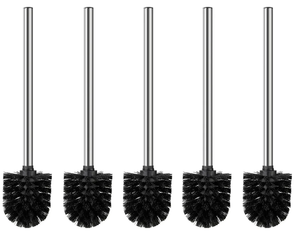 Brosse de toilettes au design élégant avec manche alu noir - 5x