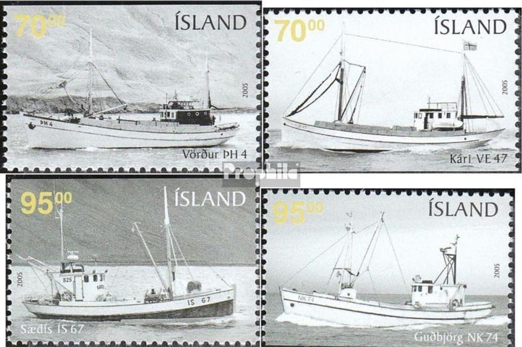 Briefmarken Island 2005 Mi 1095Do-1098Du (kompl.Ausg.) postfrisch Schiffe