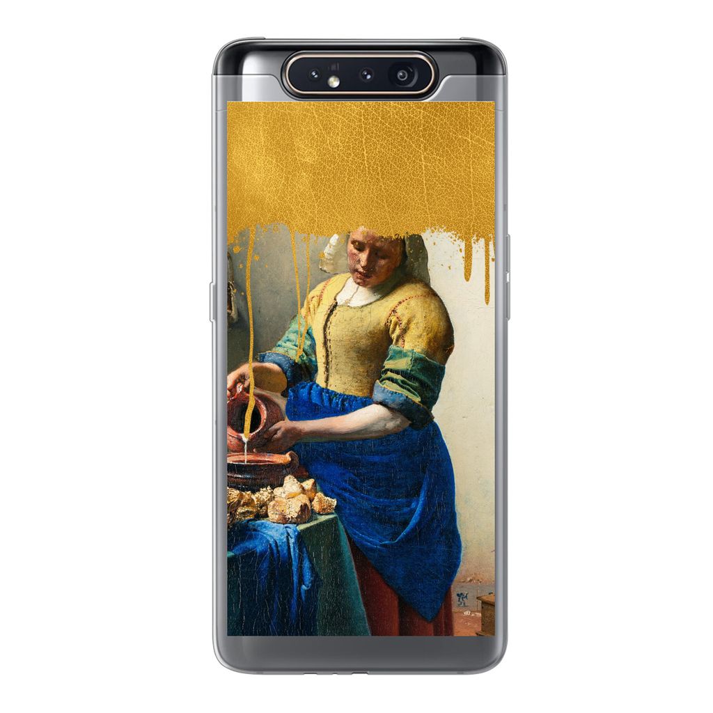 MuchoWow Handyhülle Schutzhülle Hülle für Samsung Galaxy A80 Milchmädchen - Gold - Alte Meister Silikon Softcase Handy Hülle - Schutzdeckel