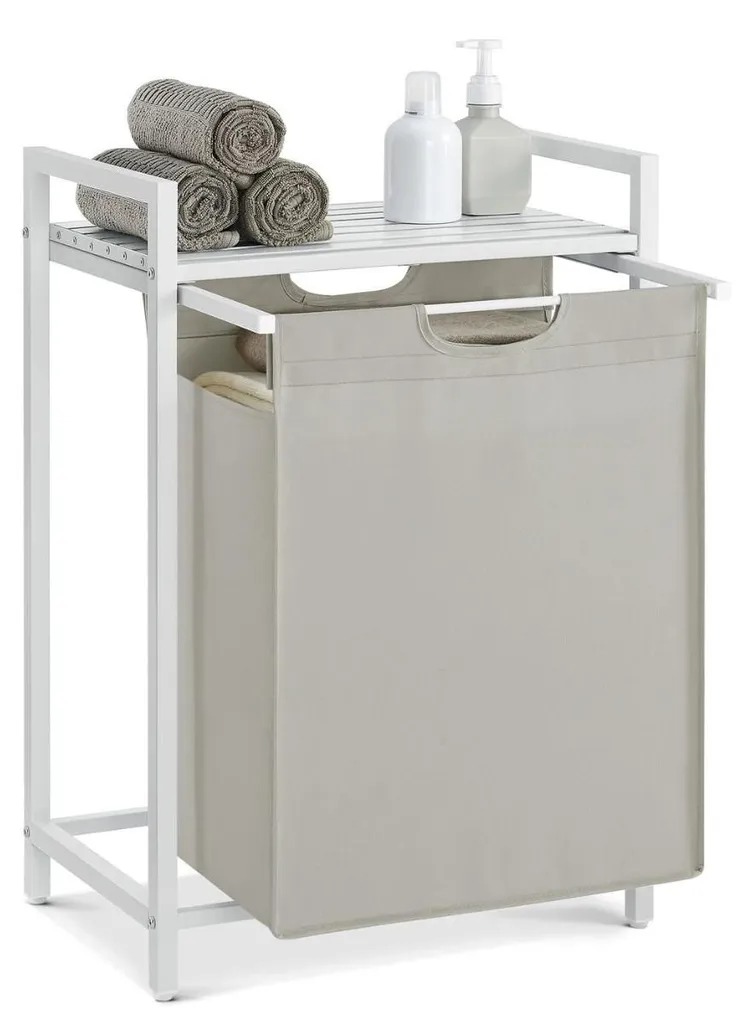 Panier à Linge Blanc BLH101W01 de 65L avec Cadre Métallique Robuste