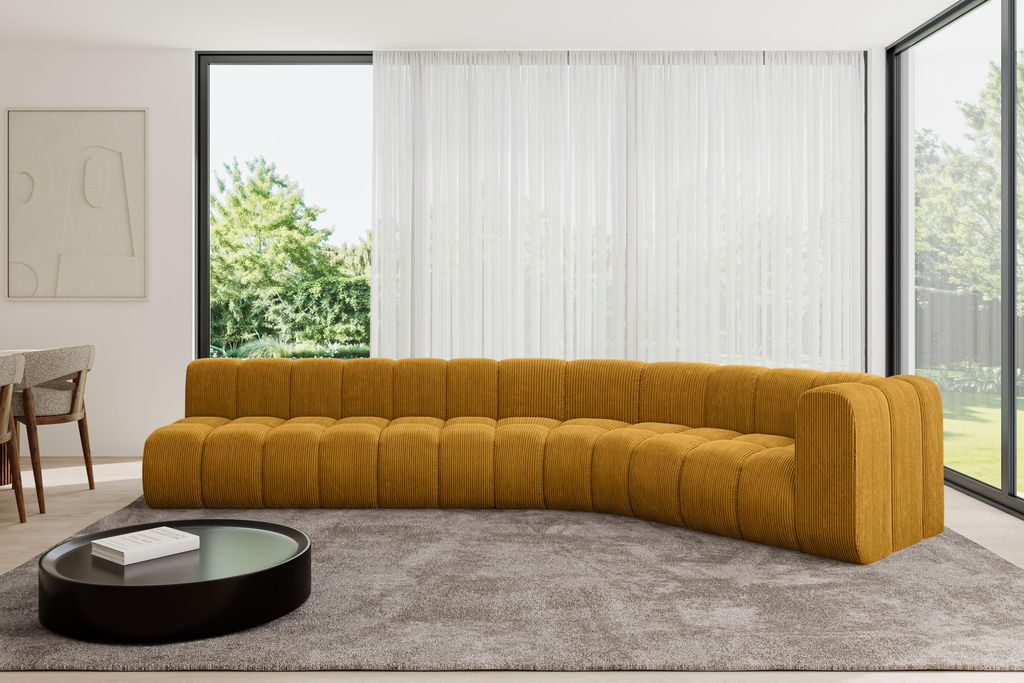 ALTDECOR Modulares Sofa Ecksofa in L-Form - Karex-L2 - 399x194x70 cm Senfgelb - Corner modular Sofa Eckcouch Couch Wohnlandschaft Cauchsofa Bodenso...