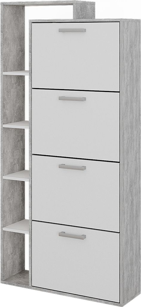 Schuhkipper Vicco Orlando Weiß/Beton 80 x 166.1 cm mit 4 Fächern, Model 53243