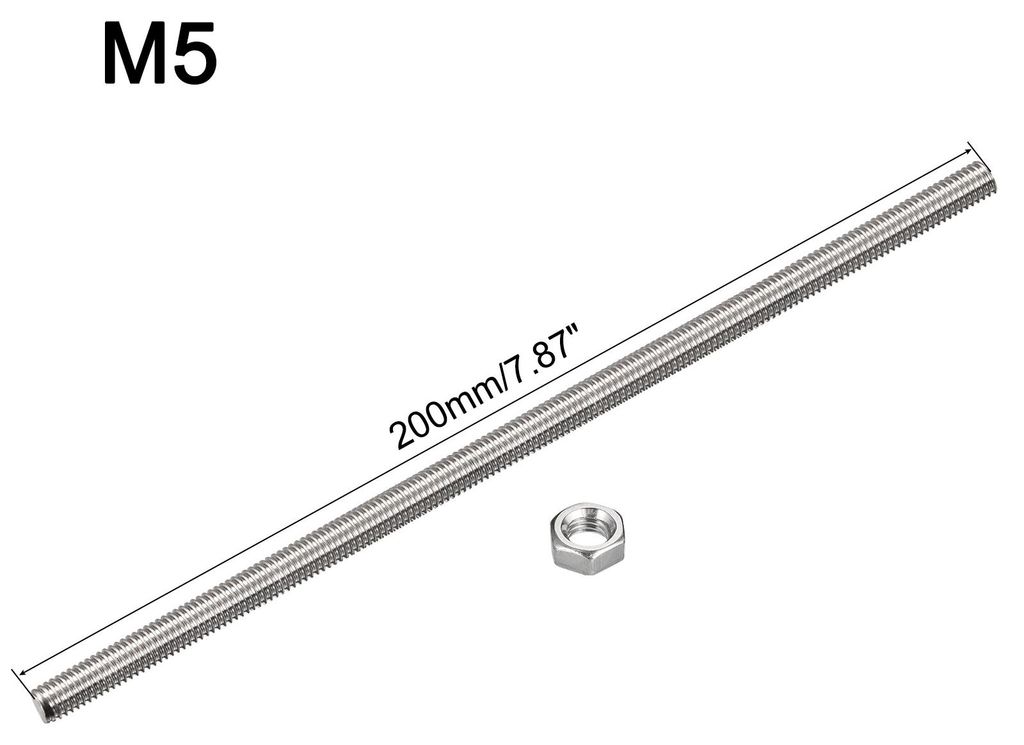6 Stš¹ck M5 x 200mm Voll Gewindestange 304 Edelstahl Gewindestangen Rechtsh?nder Gewindest?be Gewindestifte Stabbolzen mit 6 Stš¹ck Sechskantmu...