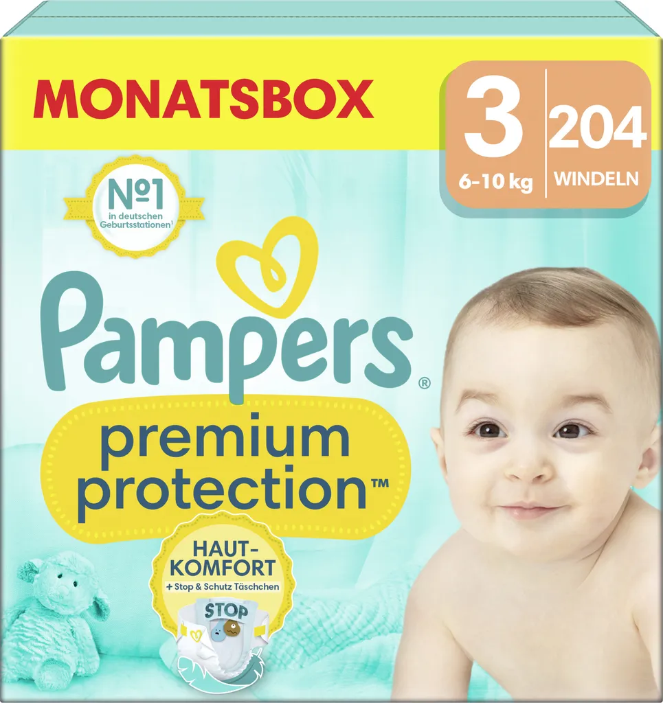 Pampers Premium Protection T3 204 Couches : Stop aux Fuites et Irritations
