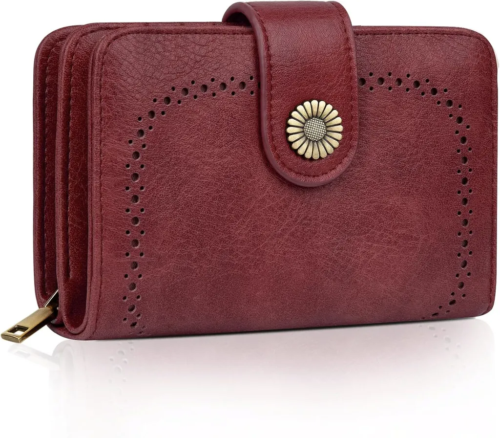 Portafoglio Donna Vintage RFID Grande Capacità in Ecopelle Cuoio