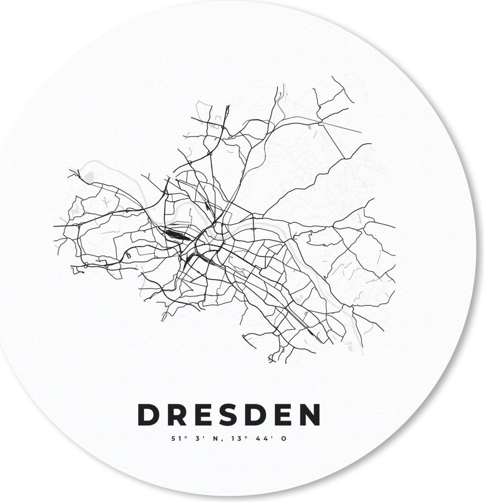 MuchoWow Mauspad Mousepad Karte - Dresden - Schwarz-Weiß - Stadtplan 50x50 cm - Mousepads - Maus Mat - Pad - Mausunterlage - Vinyl
