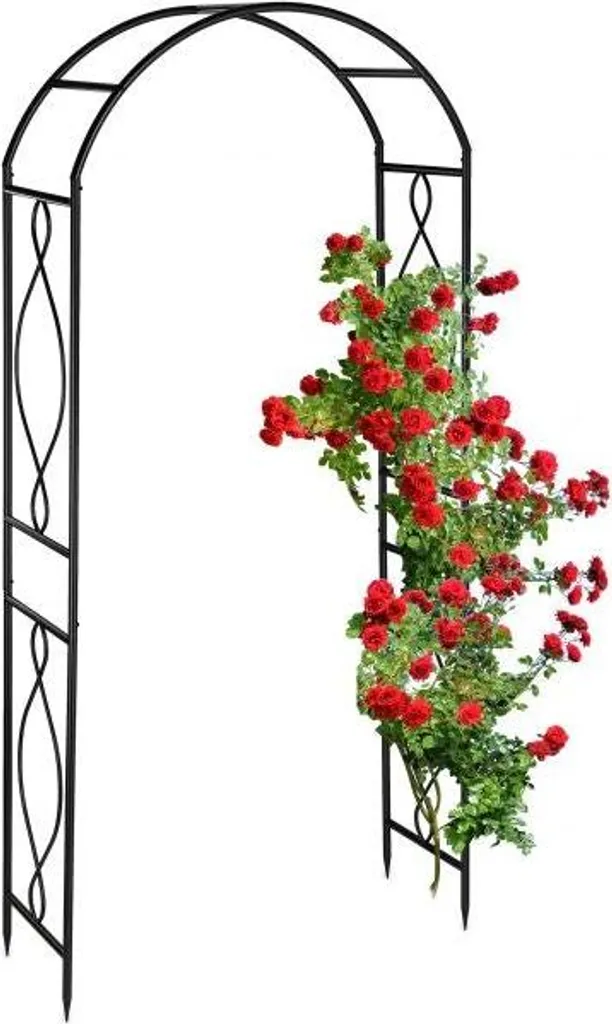Tuteur arche de jardin en métal noir pour rosiers et fleurs 140cm