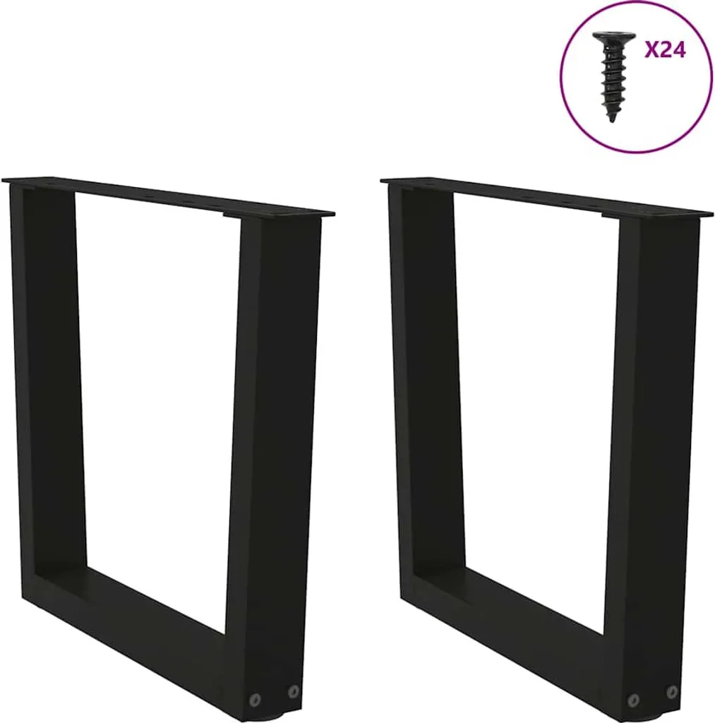 Set 2 Gambe per Coffee Table Nero Acciaio 60cm - Design a V - 3