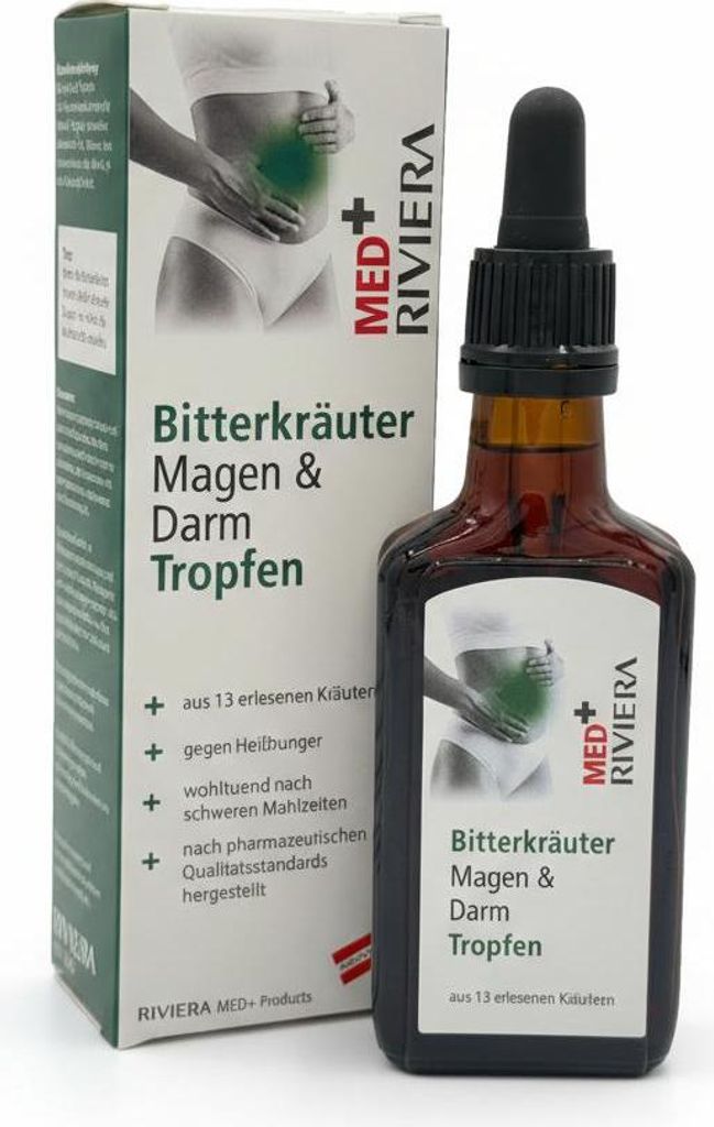 Riviera MED+ Bitterkräuter Tropfen Magen & Darm 50 ml, 50% Produktbild 