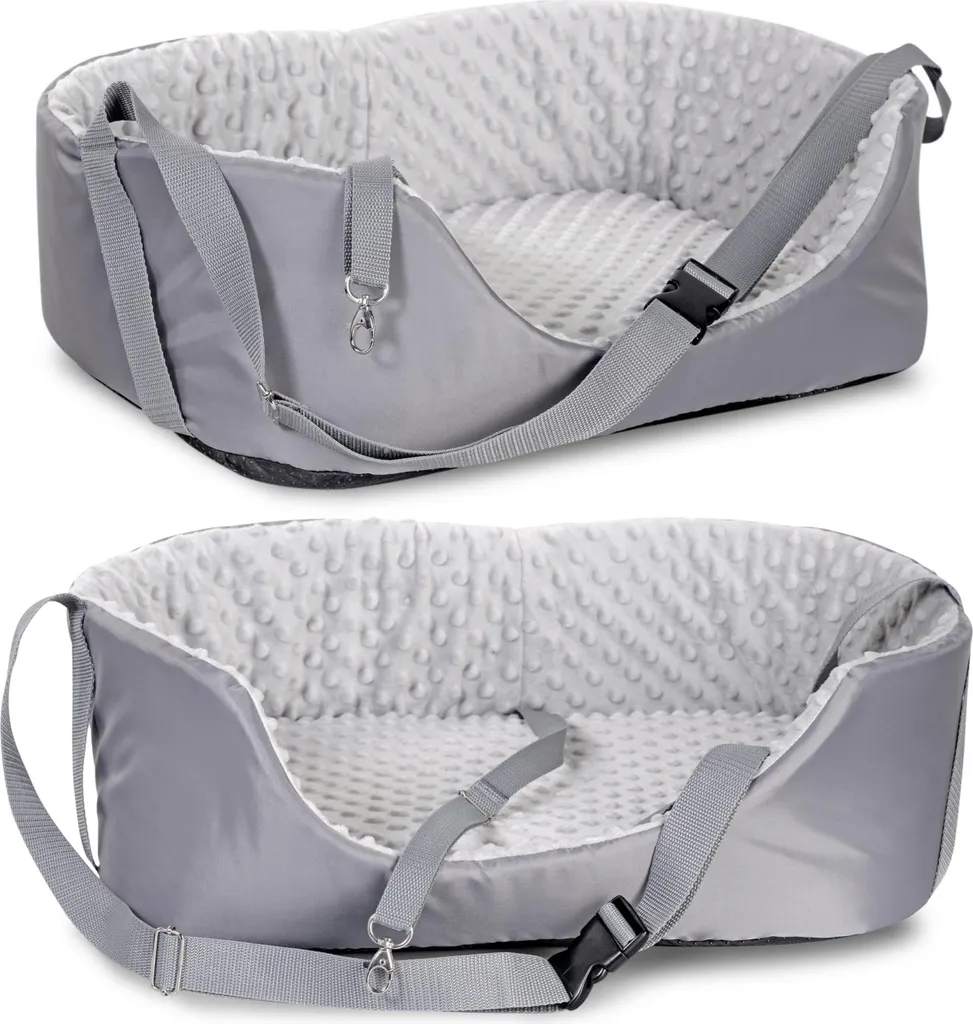 Coussin de transport anti-stress pour chien minky gris