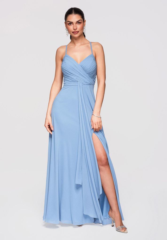 LARICA Maxikleid Abendkleid Chiffon Elegant LA-OM-DLR310 blue M