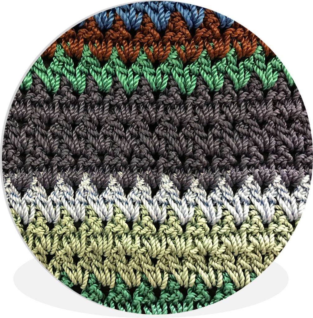 MuchoWow Rundes Wandbild - Runde Bilder Farbiger Makramee-Teppich Ø 60 cm Kreis Wanddekoration Kunststoff - Wandkreis - Wandschmuck - Wand Kreis...