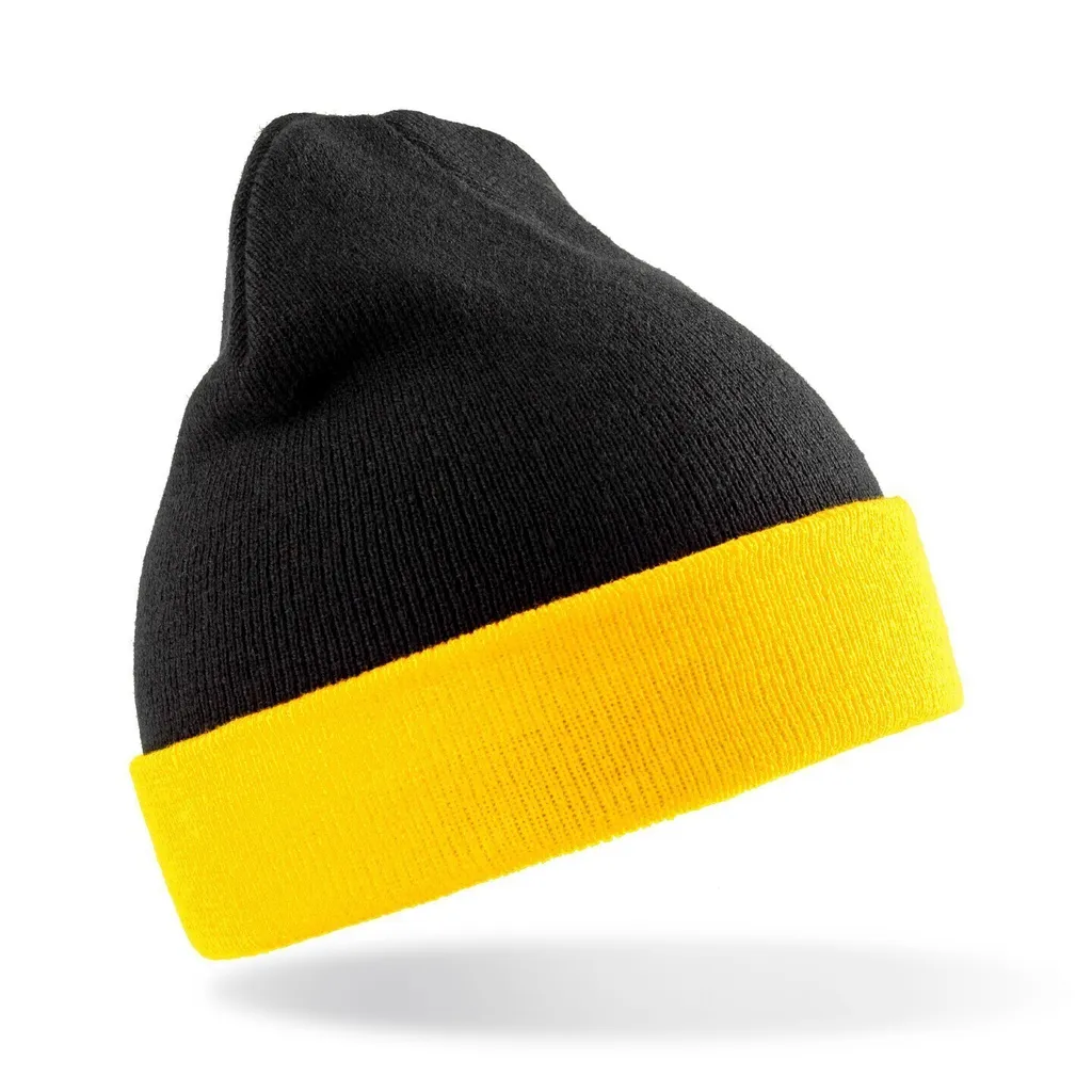 Beanie Ecosostenibile Result Black Compass BC4851 Nero Giallo - One Size