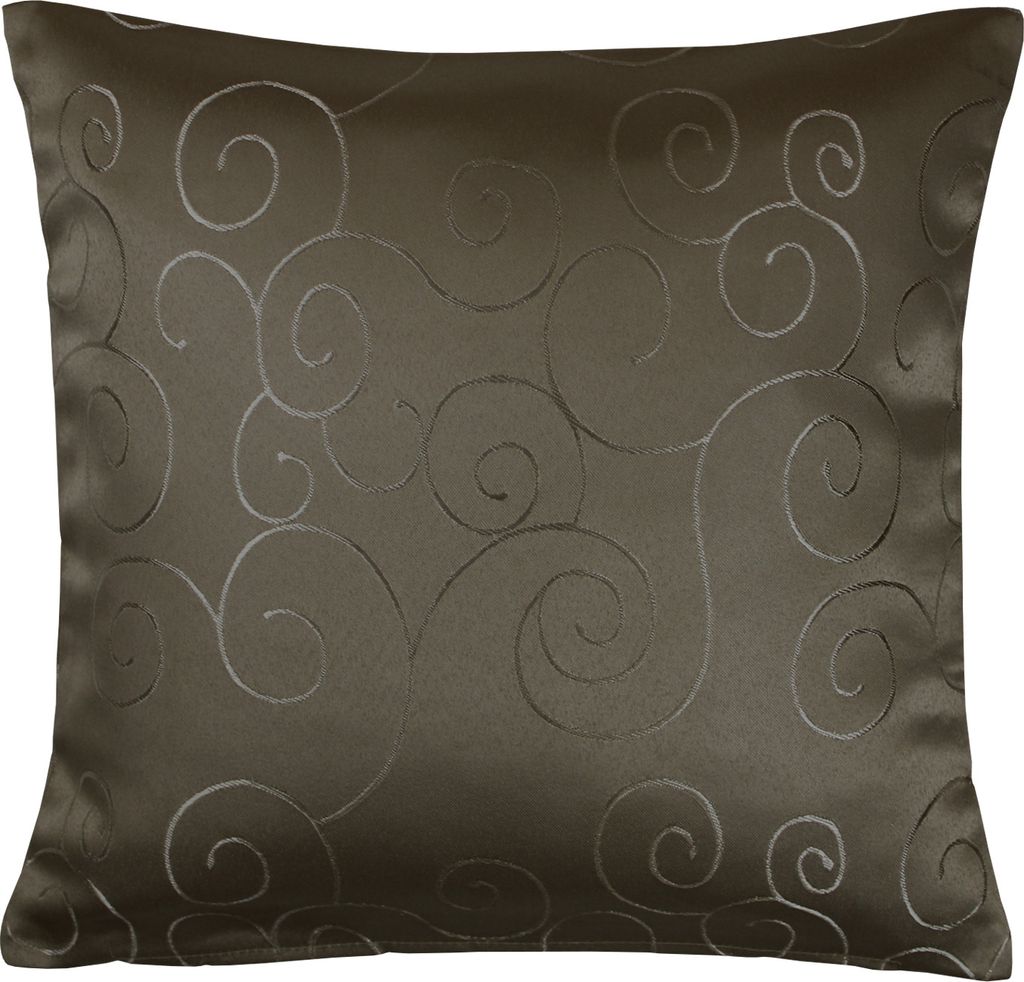 Kissenbezug 50x50 cm braun Damast Circle Deko Kissenhülle m. Reißverschluss