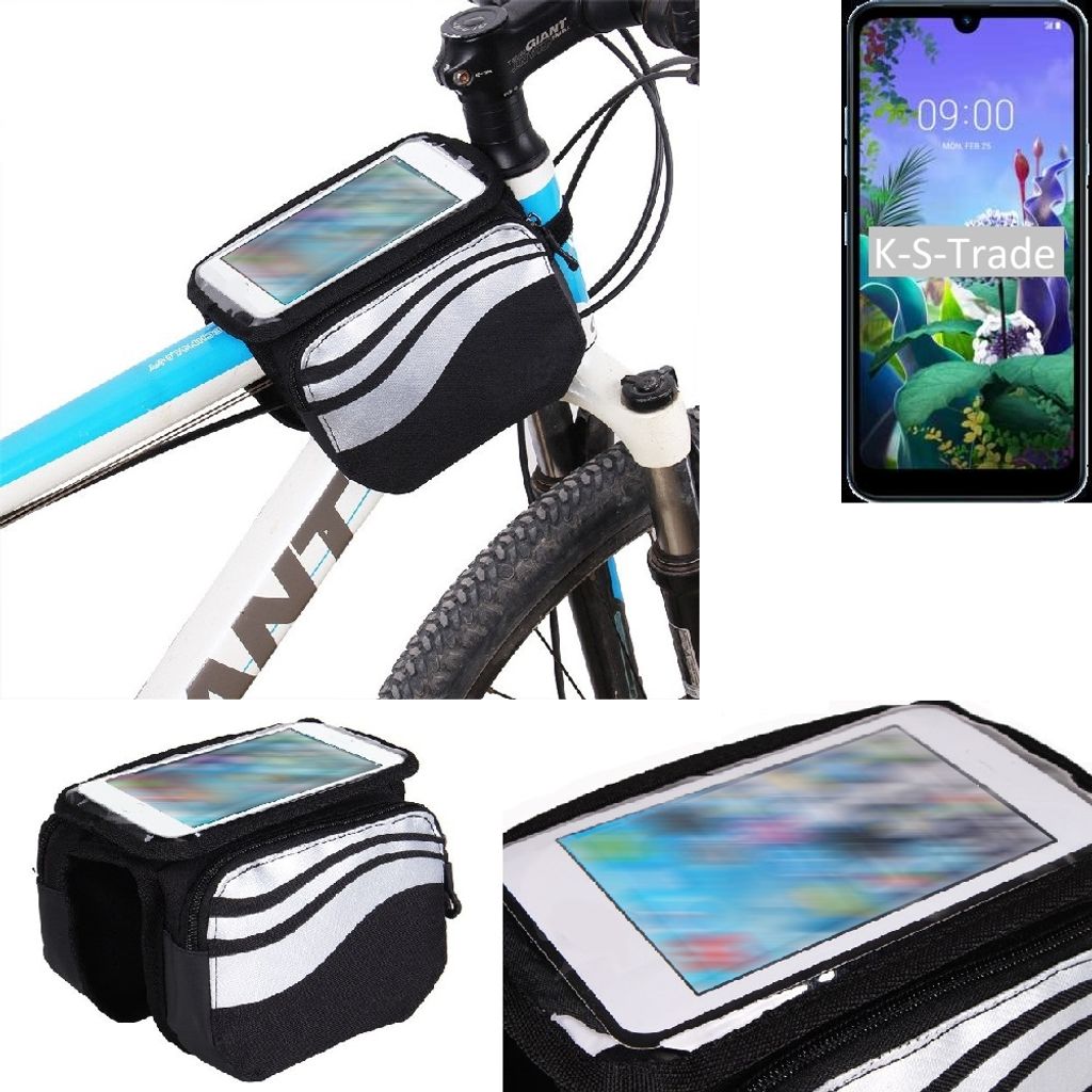 K-S-Trade Rahmentasche Fahrrad-Halterung kompatibel mit LG Electronics Q60 Rahmenhalterung Fahrrad Handyhalterung Fahrradtasche Handy Smartphone