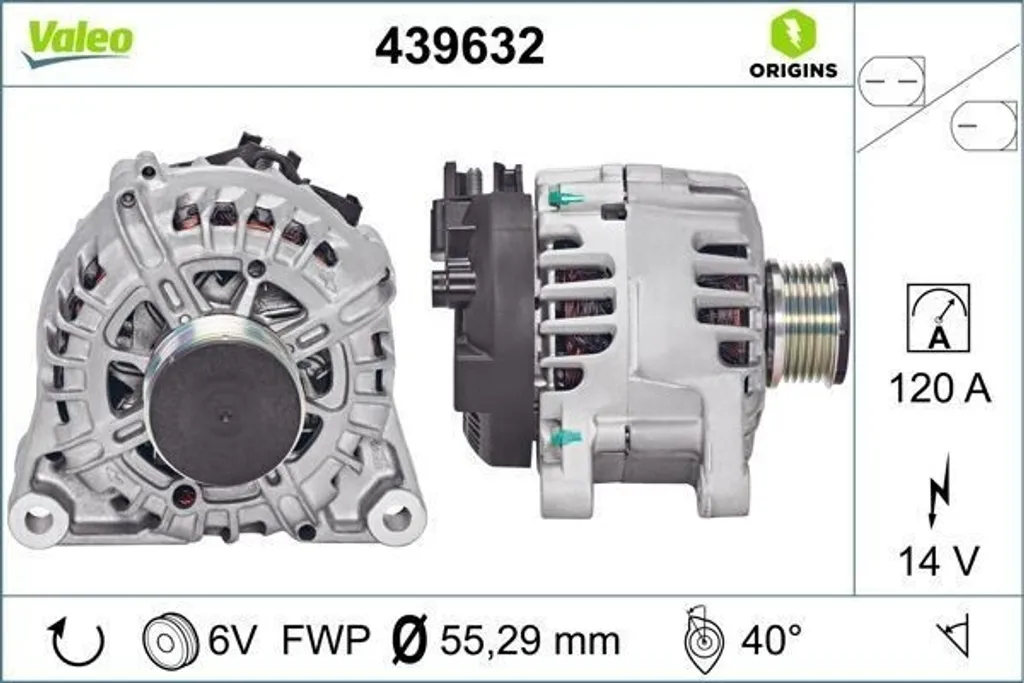 Alternateur de voiture pour Fiesta VI 2 (DE DH) - Remplacement Valeo 439632
