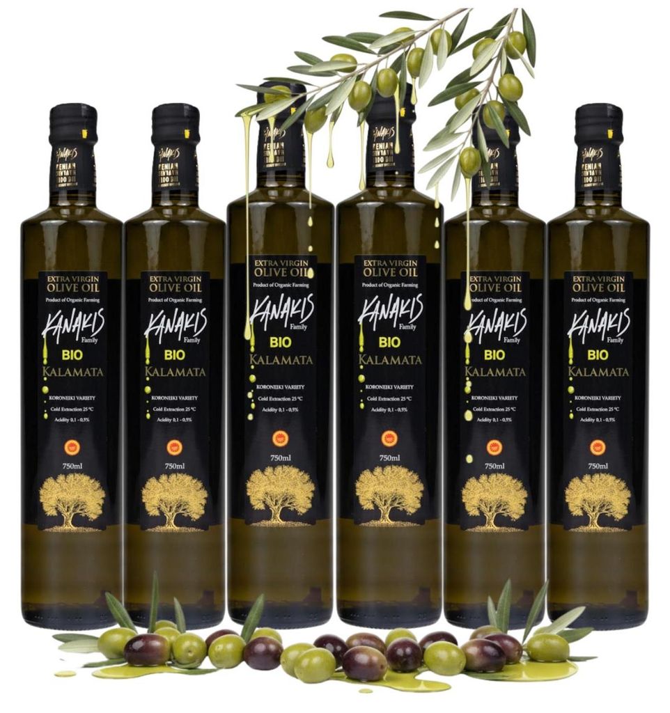 Kanakis | Olivenöle 6x750 ML - Kaltgepresst - Aus Griechenland - Natives Olivenöl Extra - EVB - Hoher Polyphenolgehalt - ohne Bitterkeit - Glasfl...