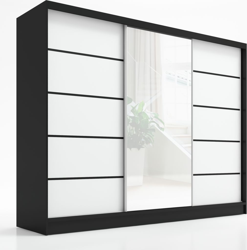 Schwebetürenschrank, 3-türig Schrank 200 cm mit Spiegel Produktbild 2