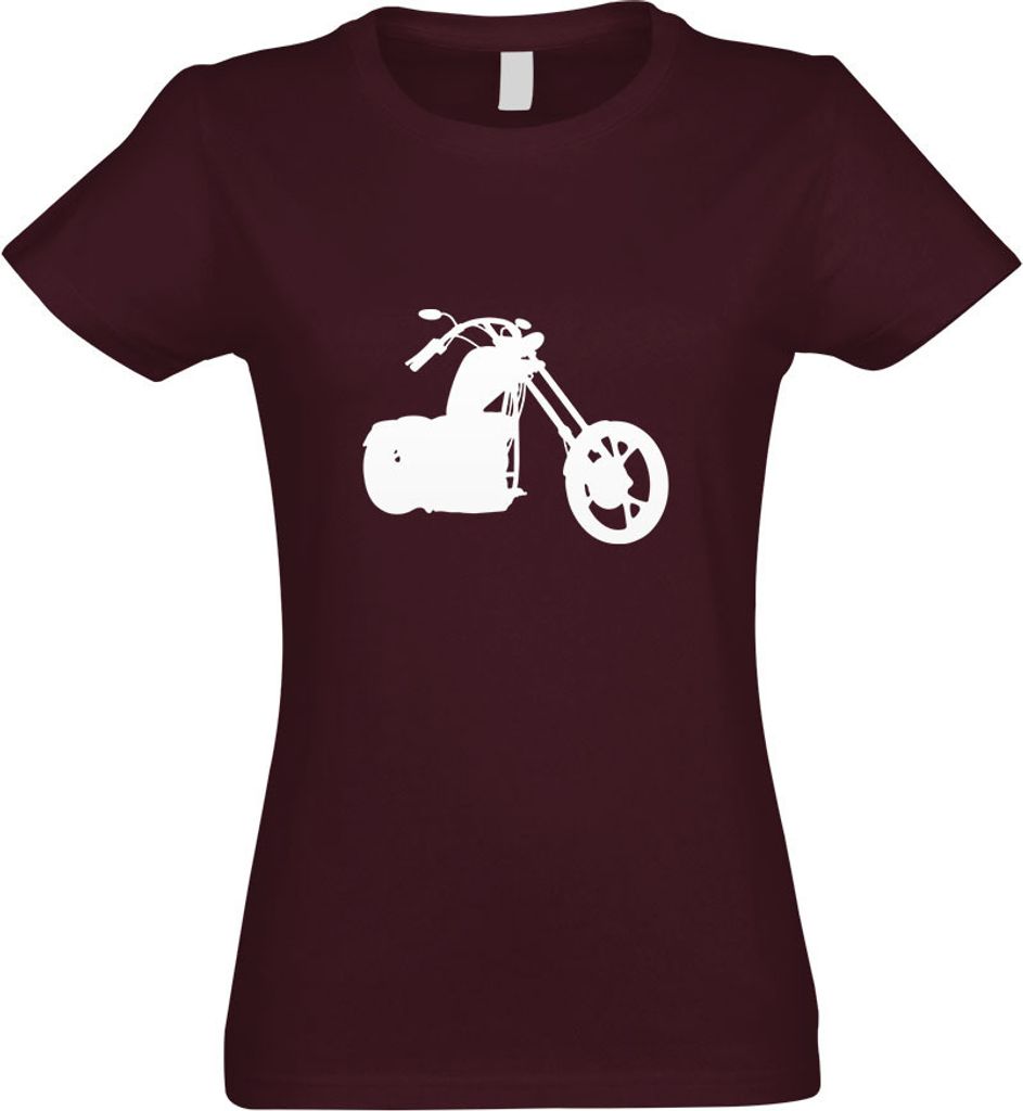Kiwistar - T-Shirt tailliert - Damen - Burgund - Chopper - Motorrad - Bike - mit Motiv Bedruckt - Funshirt Design - Sport - Freizeit - Damen - XL