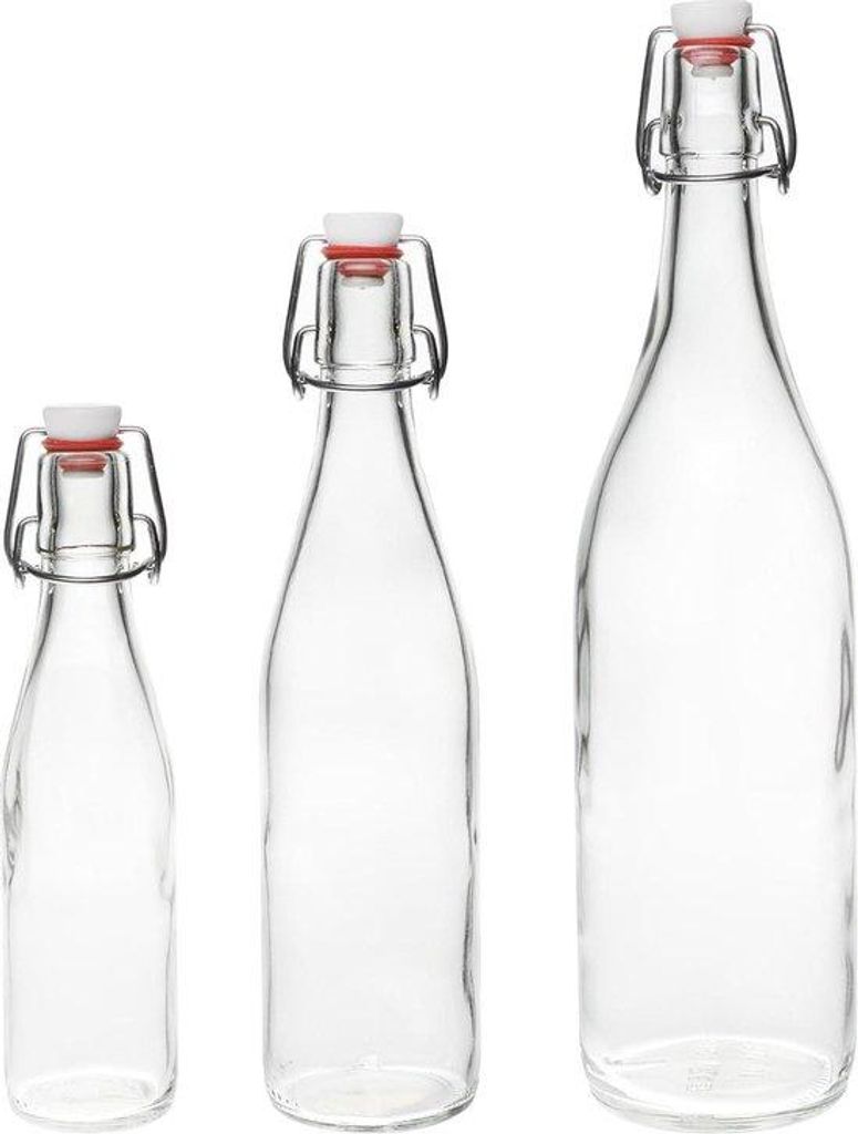 Gläserne Flaschen mit Recycling-Fähigkeit - 1000 ml - für Gin, Öl, Apfelschorle, Bier, Cider, Soda, Wodka und Wasser - Set von 6