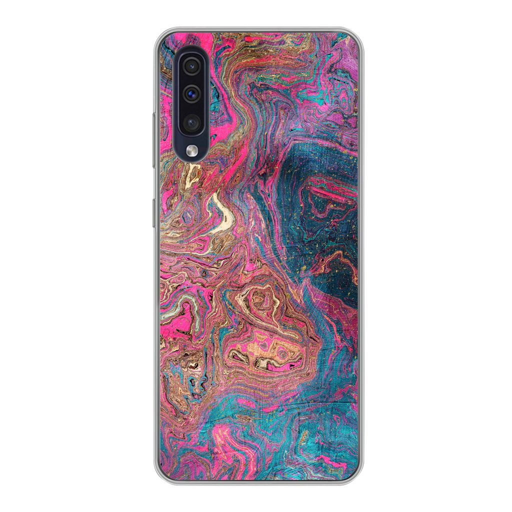 MuchoWow Handyhülle Schutzhülle Hülle für Samsung Galaxy A30s Marmor - Farbe - Gussformen Silikon Softcase Handy Hülle - Karteninhaber