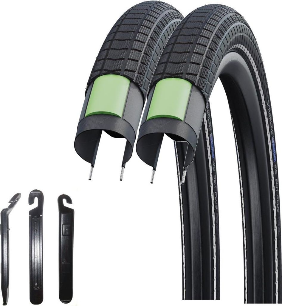 2 x Schwalbe Big Ben Plus, GreenGuard, E-50 55-406 (20 x 2,15 ) inkl. 3 Reifenheber