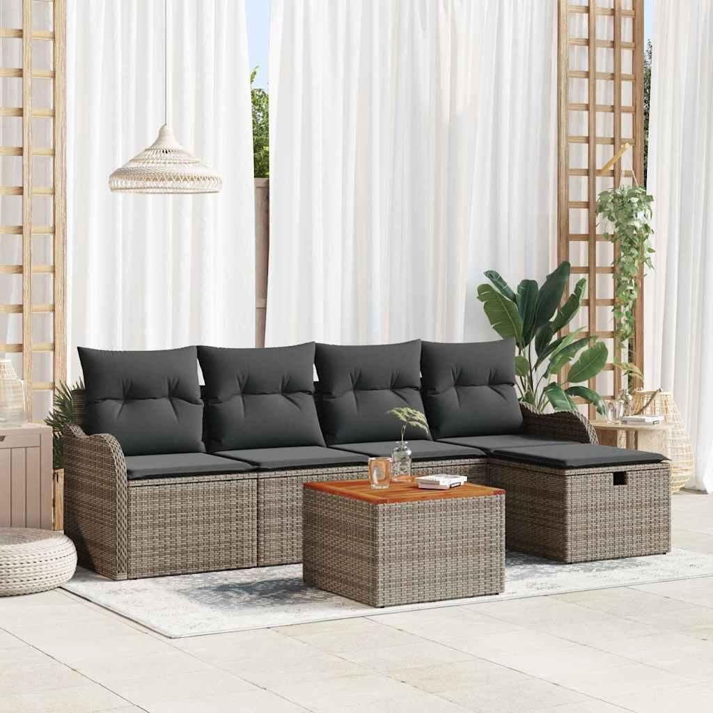 Maison Exclusive - Gartensofa-set mit Kissen mit Speicher 6 pcs Grau Poly-Rattan