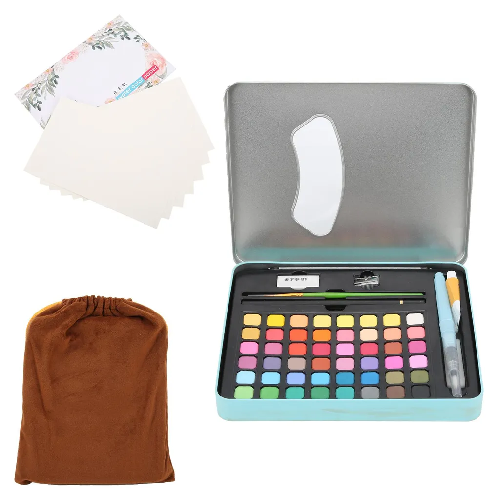 Peinture aquarelle 48 couleurs, boîte de peinture anti-fuite graffiti