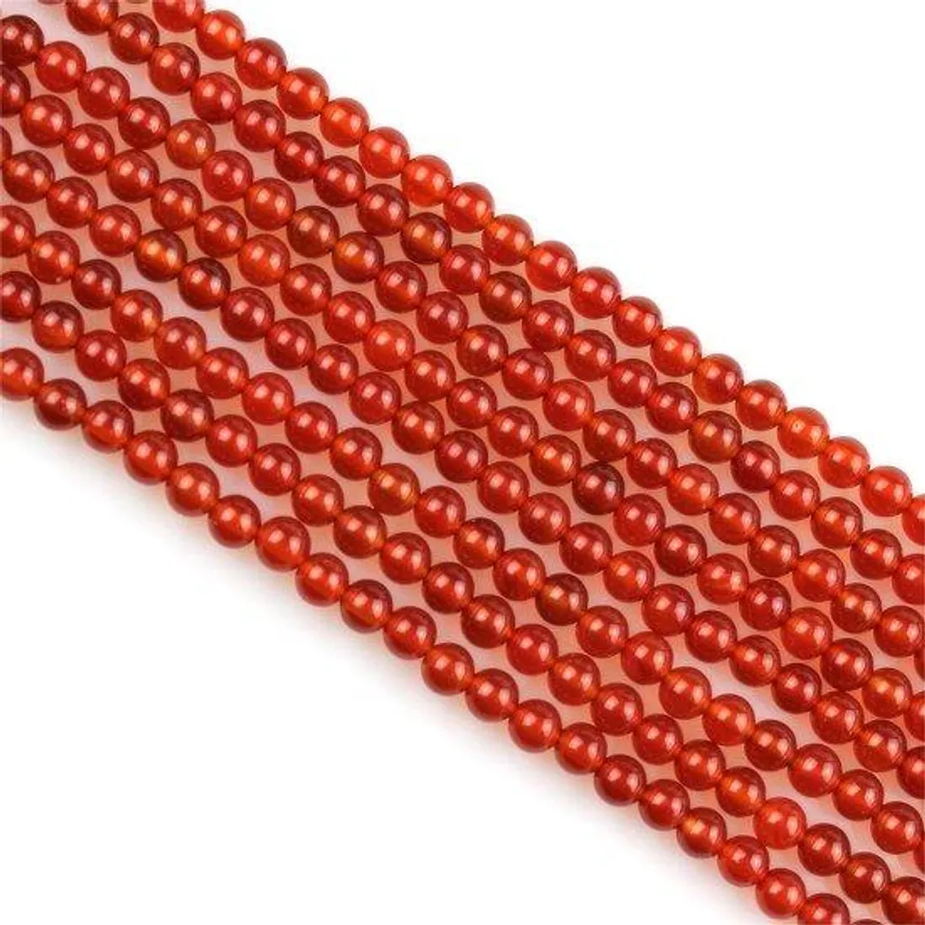 Petites perles cornaline 3mm rondes lisses rouge intense pour design