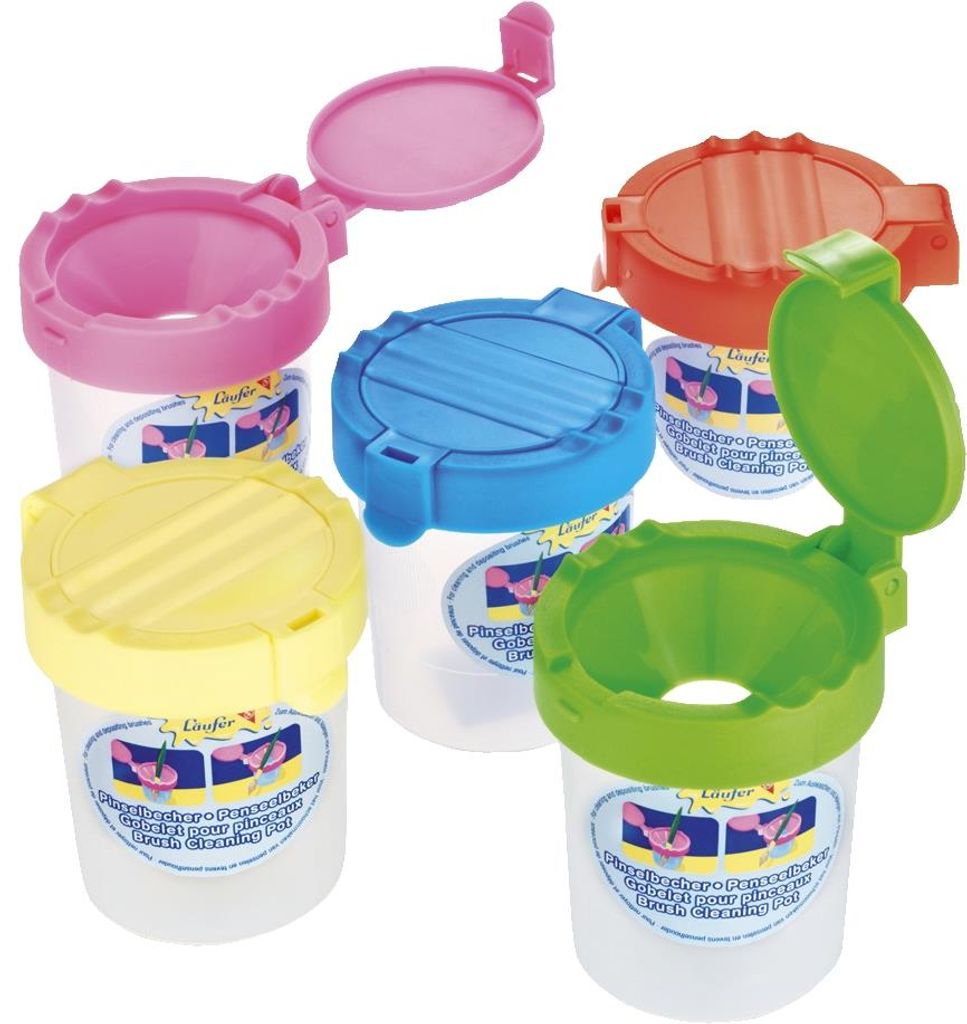 Wasserbecher Höhe 8cm transparent mit farbigem Deckel Produktbild 