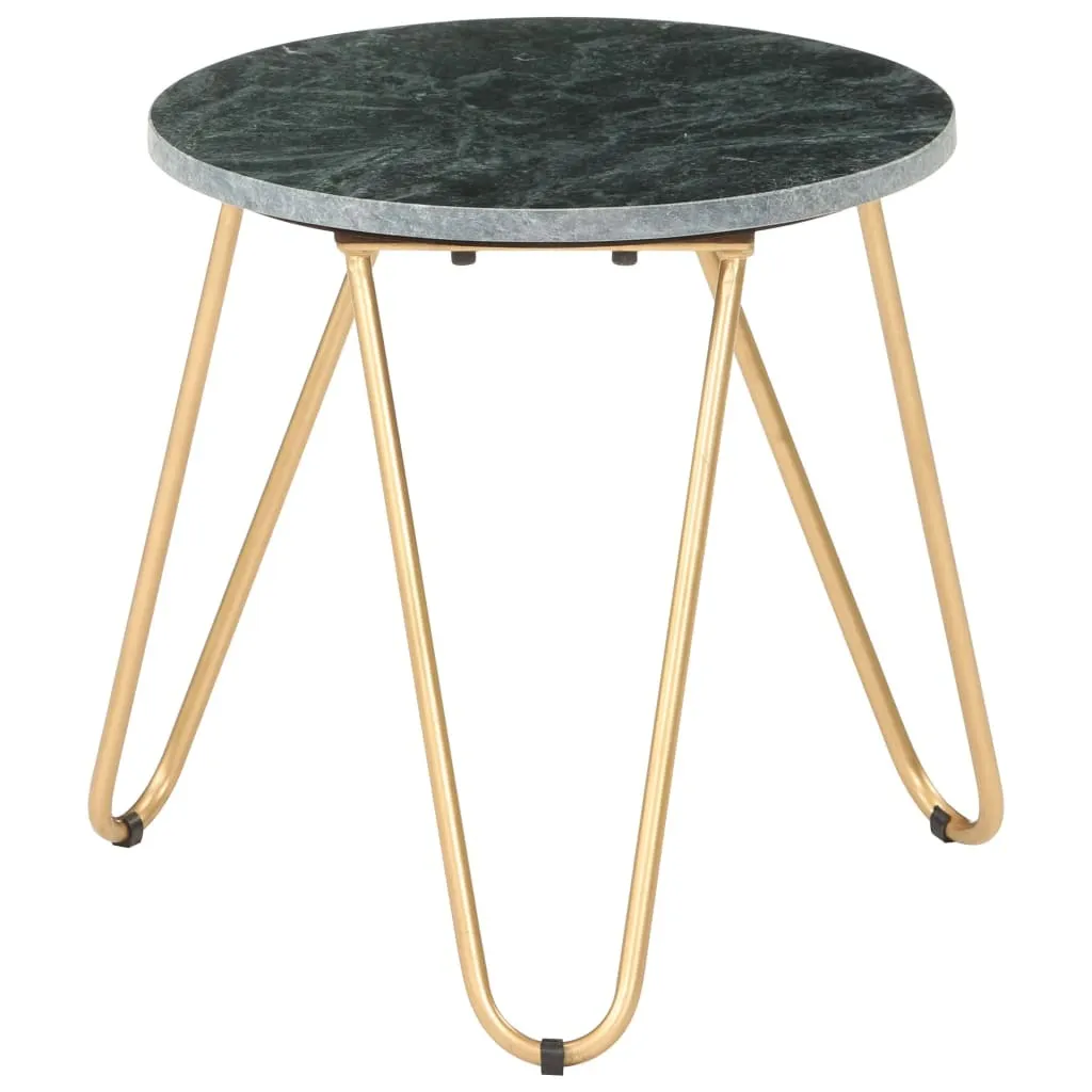 Bout de Canapé Vert en Pierre 40x40 cm Table Basse Marbre Moderne